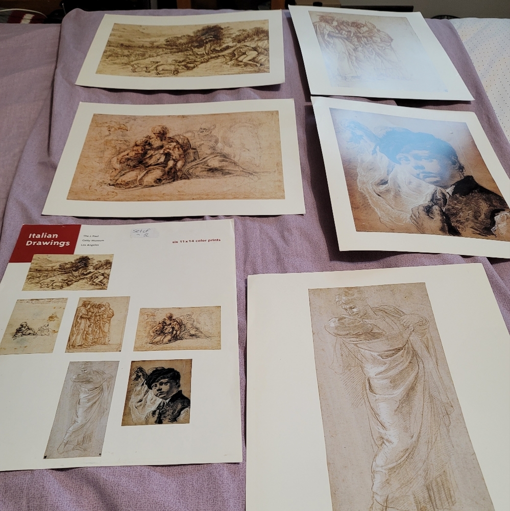 Set of 5 Italian Drawings - J. Paul Getty Museum Collection - 11x14" prints - Picture 1 of 10